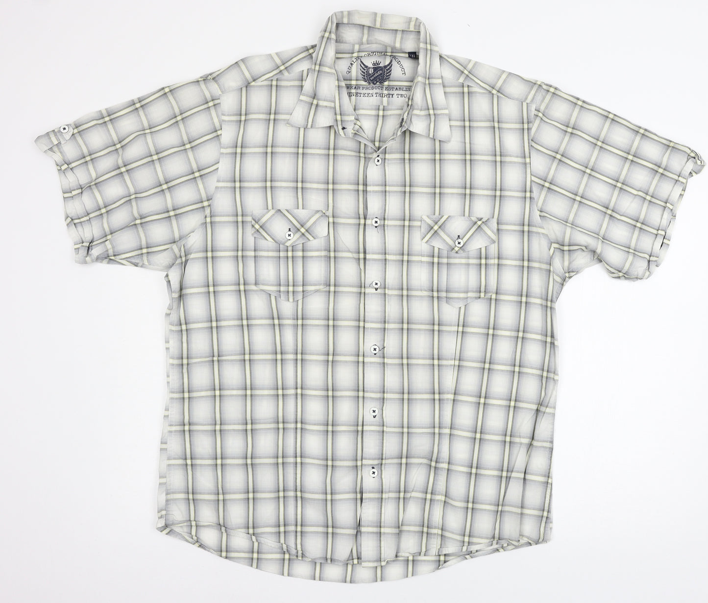 Voyager Mens Grey Check   Button-Up Size 2XL