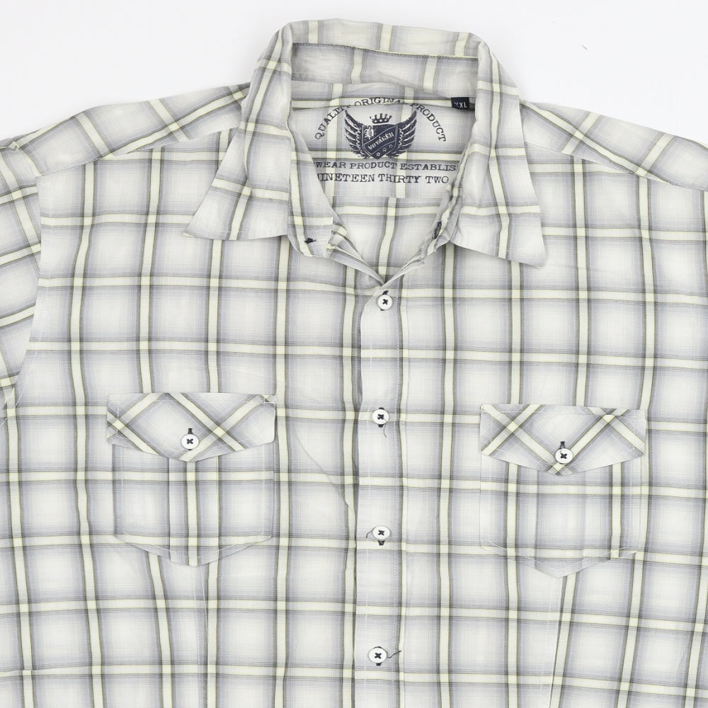 Voyager Mens Grey Check   Button-Up Size 2XL
