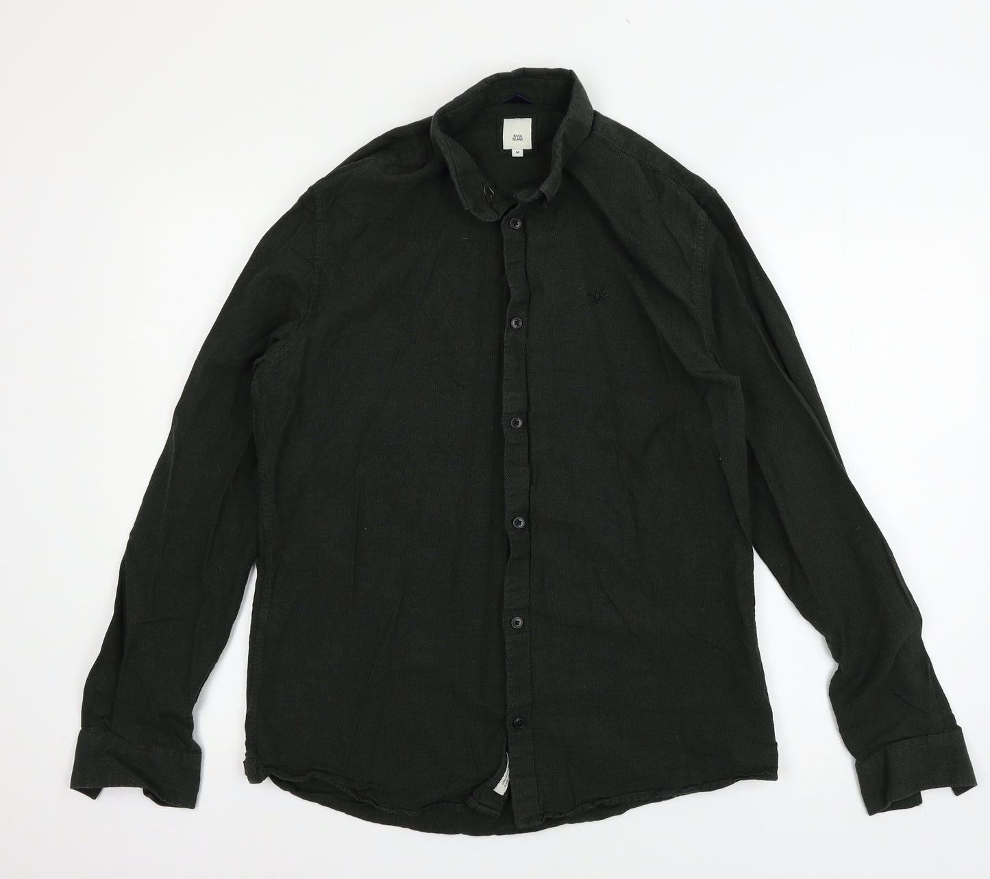 River Island Mens Green    Button-Up Size M