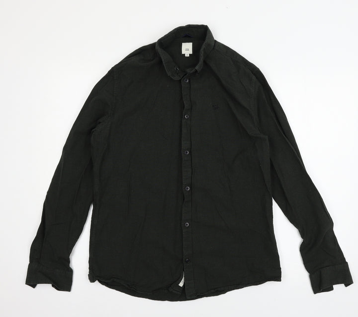 River Island Mens Green    Button-Up Size M