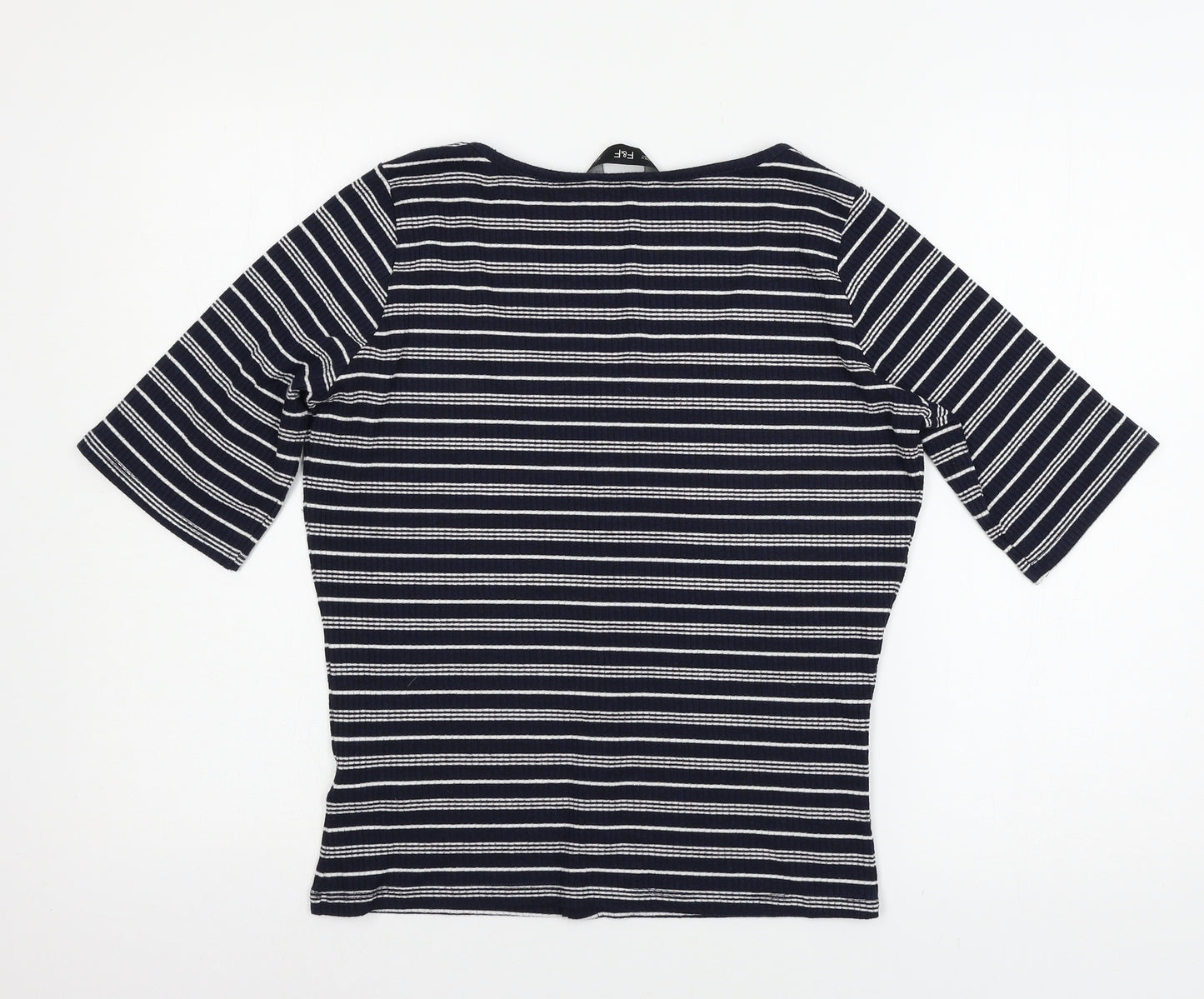 F&F Womens Blue Striped Jersey Basic T-Shirt Size 16