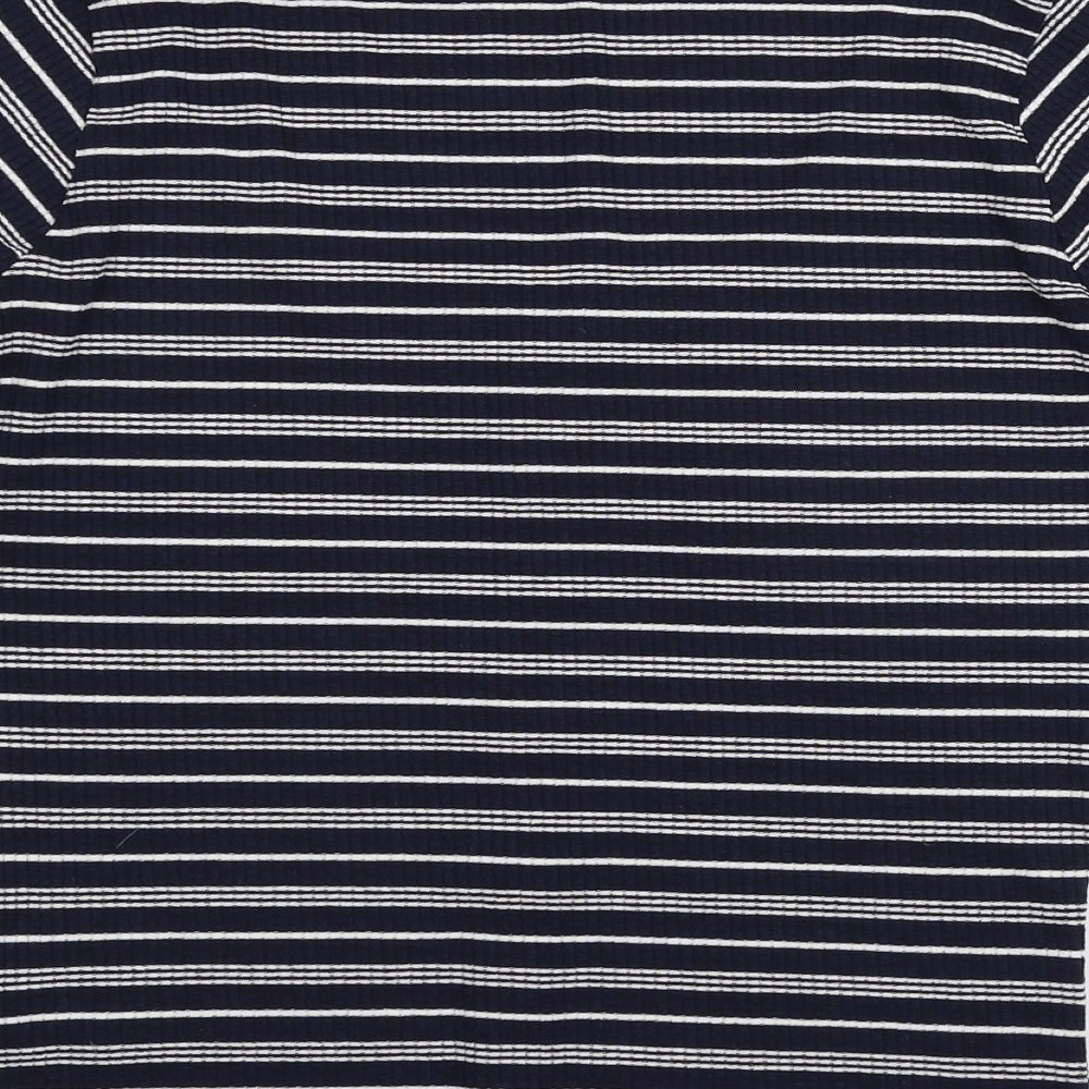 F&F Womens Blue Striped Jersey Basic T-Shirt Size 16