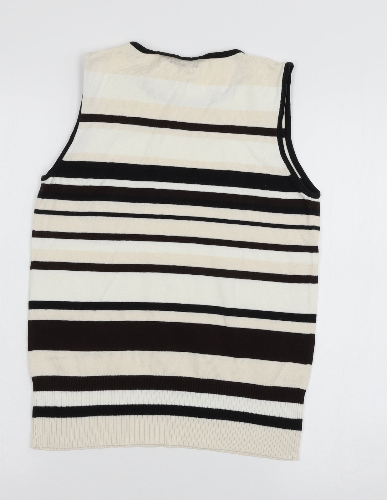 F&F Womens Beige Striped Knit Pullover Jumper Size 14