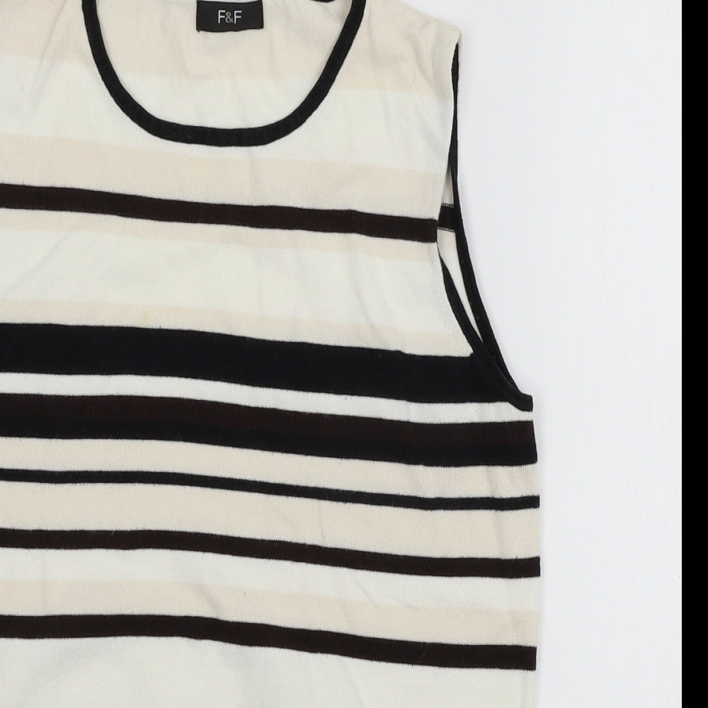 F&F Womens Beige Striped Knit Pullover Jumper Size 14