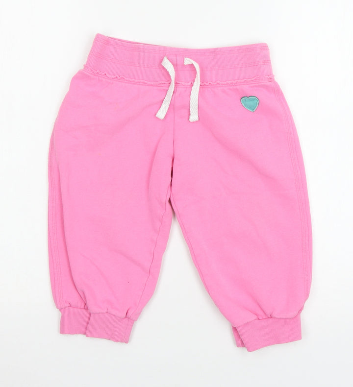 NEXT Girls Pink Jersey Jogger Trousers Size 9 Months