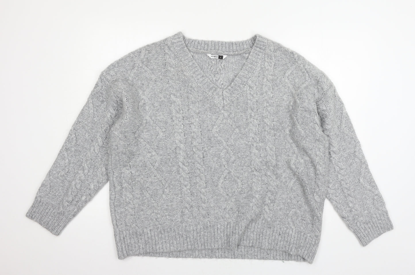 PEP & CO Womens Grey  Knit Pullover Jumper Size 16
