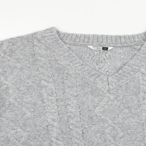 PEP & CO Womens Grey  Knit Pullover Jumper Size 16