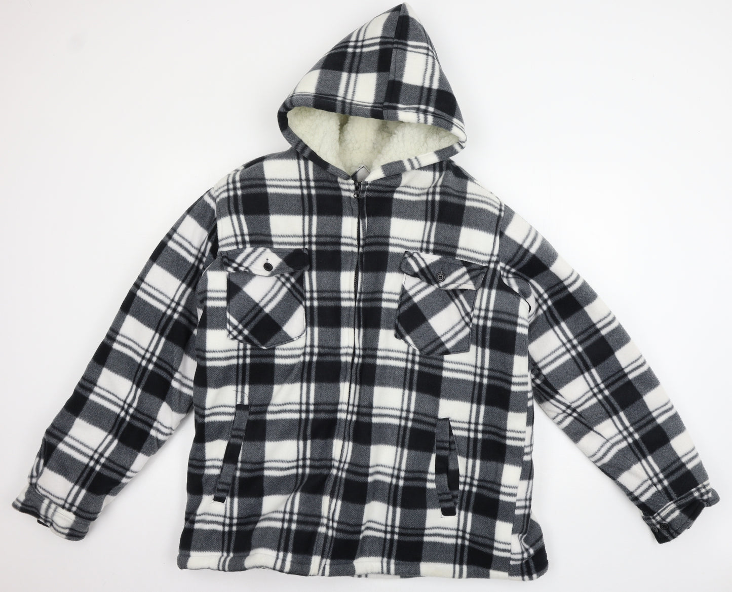 Cotton Works Mens Grey Plaid Fleece Jacket  Size M