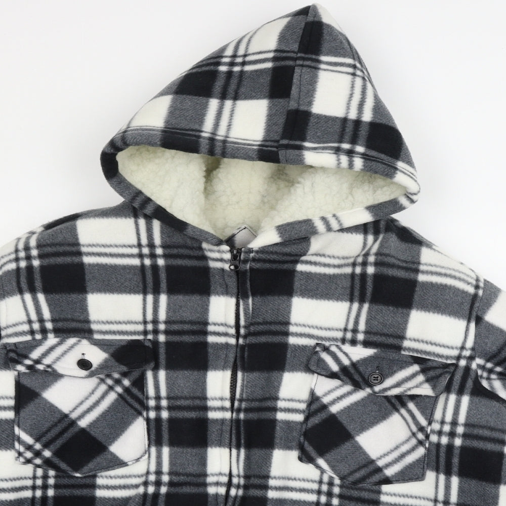 Cotton Works Mens Grey Plaid Fleece Jacket  Size M