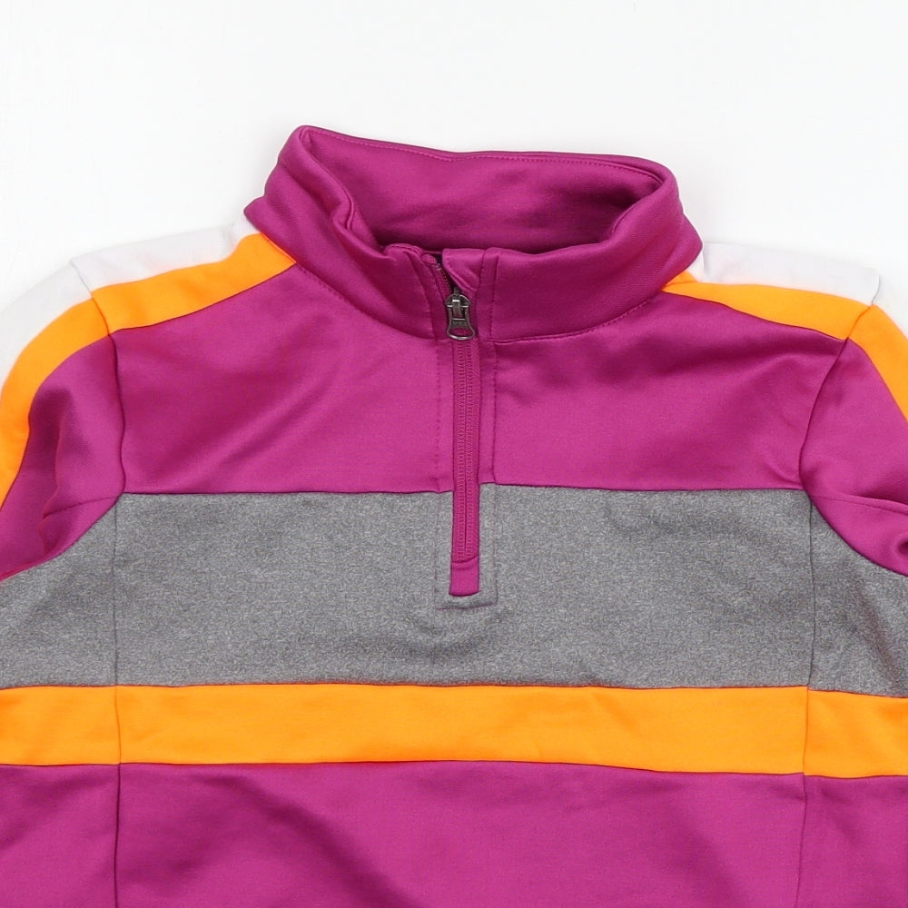 Crane Girls Purple Striped Jersey Pullover Sweatshirt Size 11-12 Years