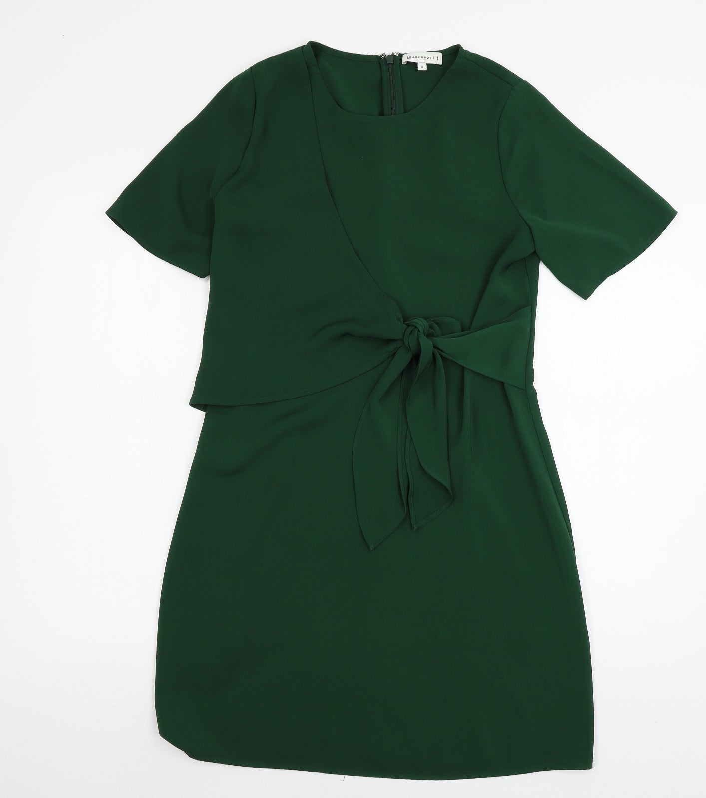Warehouse Womens Green   T-Shirt Dress  Size 8  - knot detail