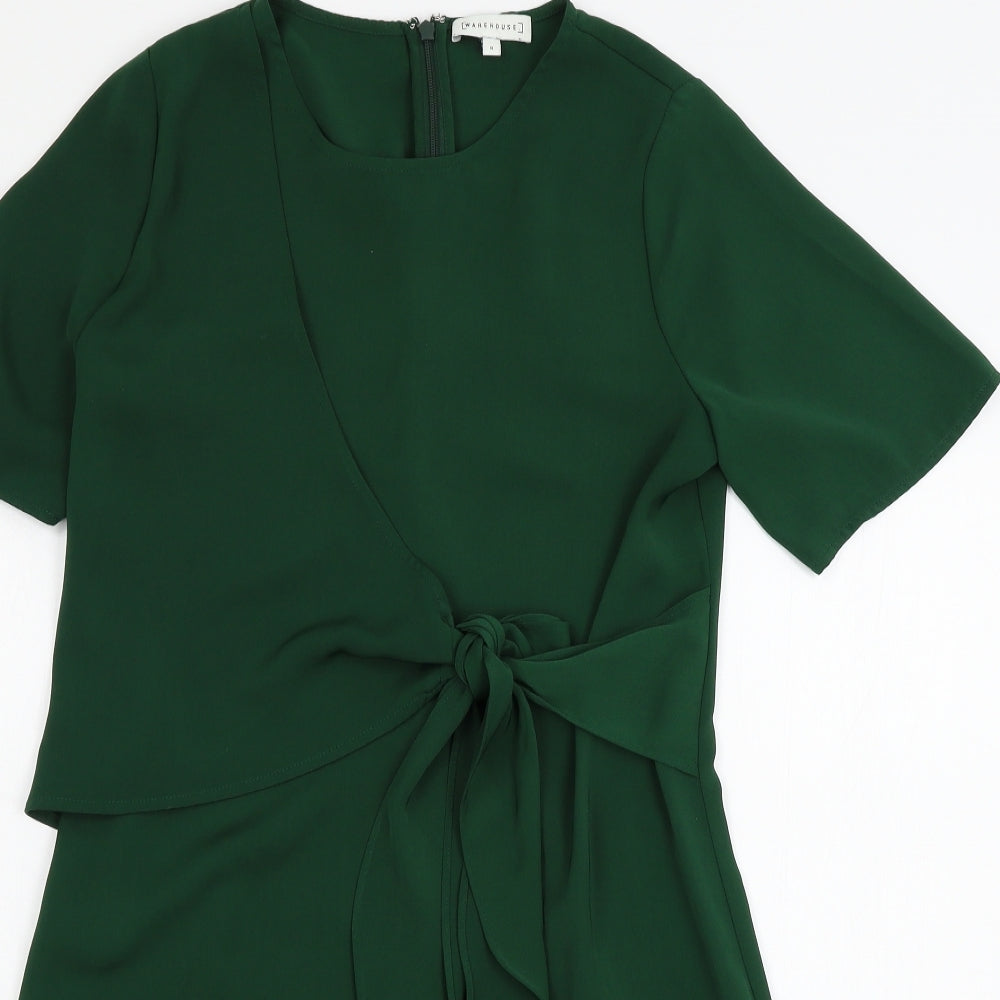 Warehouse Womens Green   T-Shirt Dress  Size 8  - knot detail