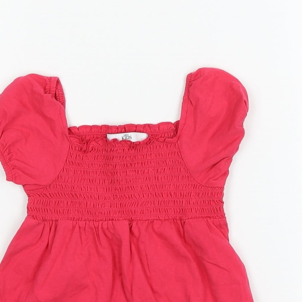 Marks and Spencer Girls Pink  Jersey Basic T-Shirt Size 3-4 Years