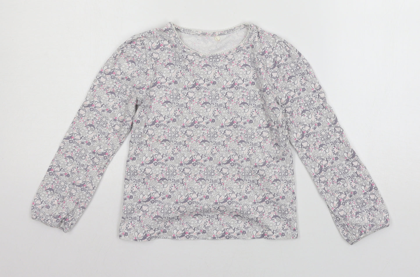 George Girls Grey Geometric Jersey Basic T-Shirt Size 5-6 Years