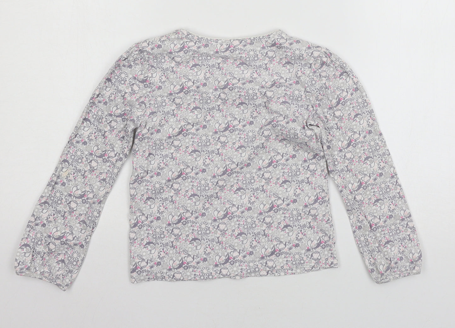 George Girls Grey Geometric Jersey Basic T-Shirt Size 5-6 Years