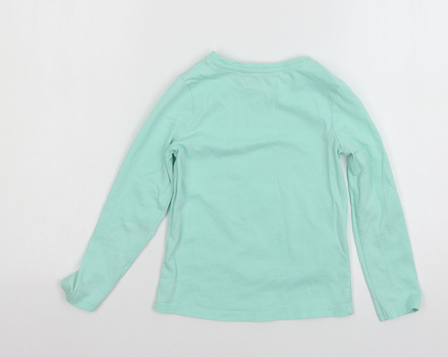 George Girls Green  Jersey Basic T-Shirt Size 5-6 Years  - Unicorn