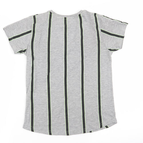 Primark Boys Grey Striped  Basic T-Shirt Size 8-9 Years