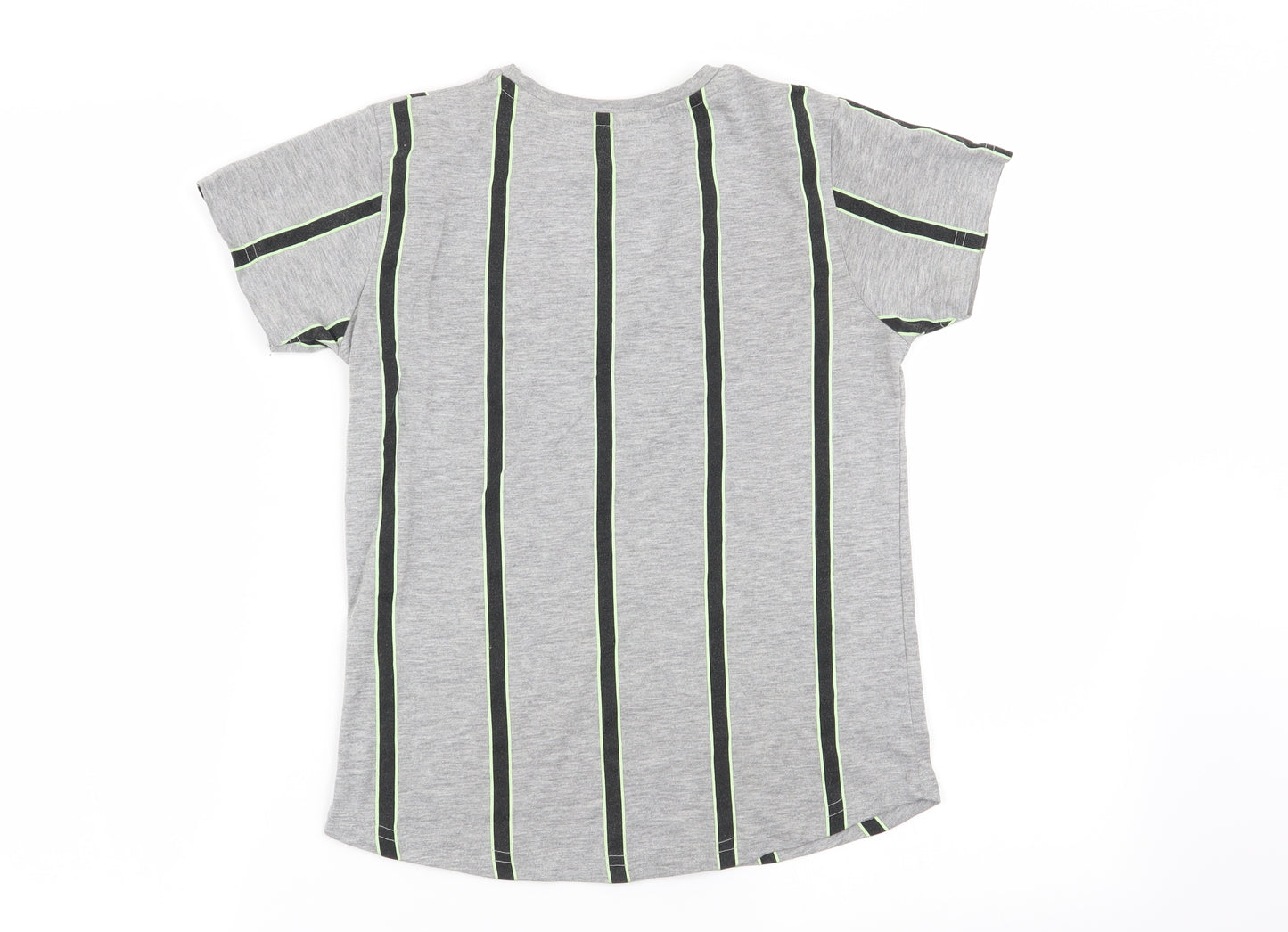 Primark Boys Grey Striped  Basic T-Shirt Size 8-9 Years