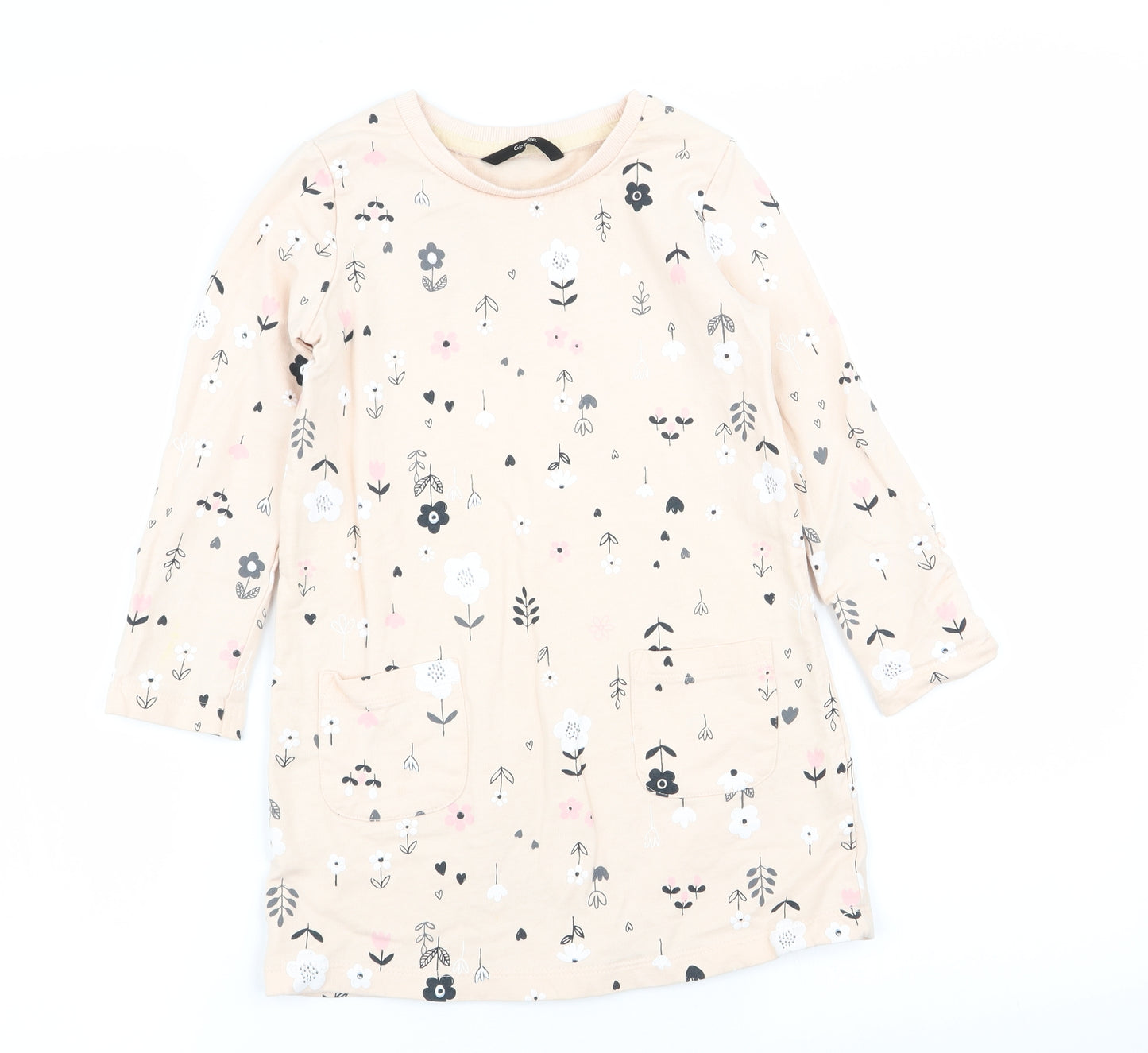 Asda George Girls Pink Floral  Jumper Dress  Size 4-5 Years