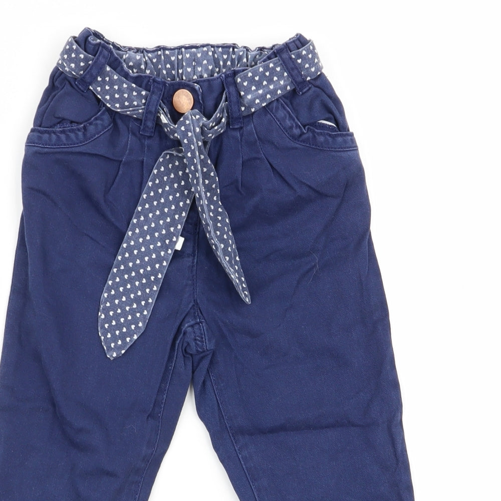 Asda George Girls Blue   Cargo Trousers Size 18-24 Months  - chino