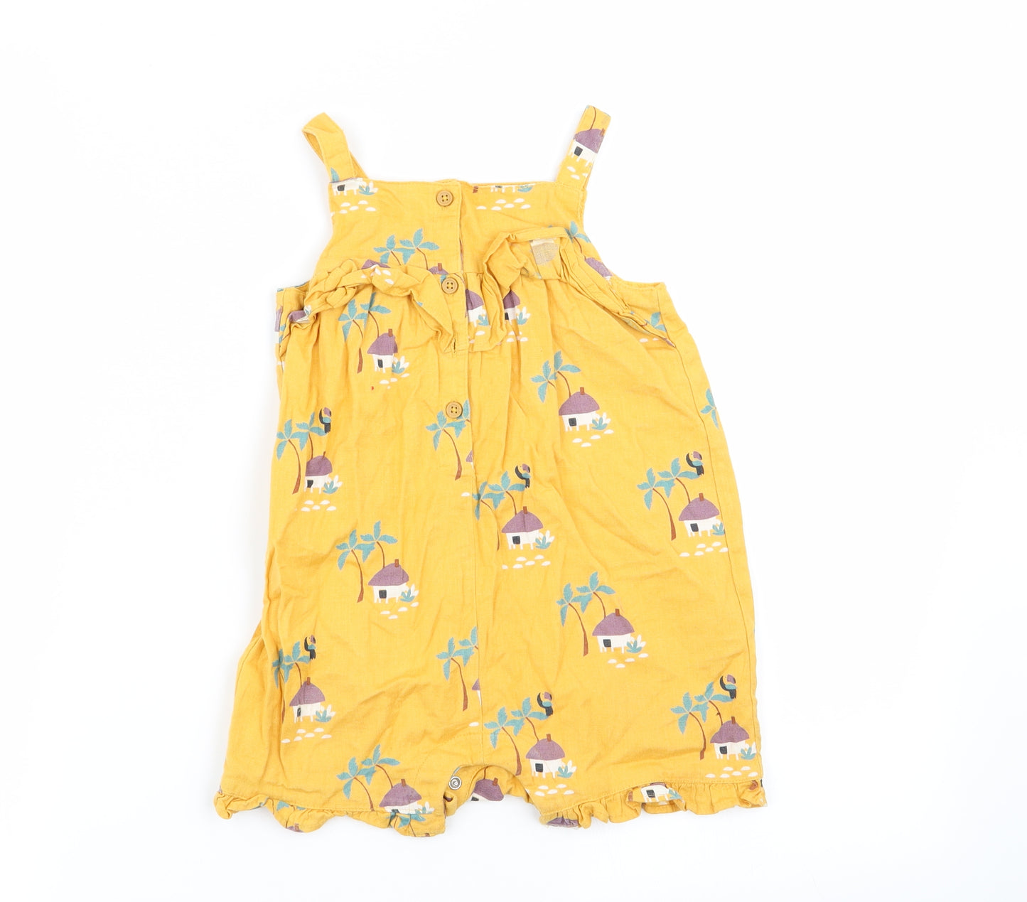 M&S Girls Yellow   Dungaree One-Piece Size 12-18 Months