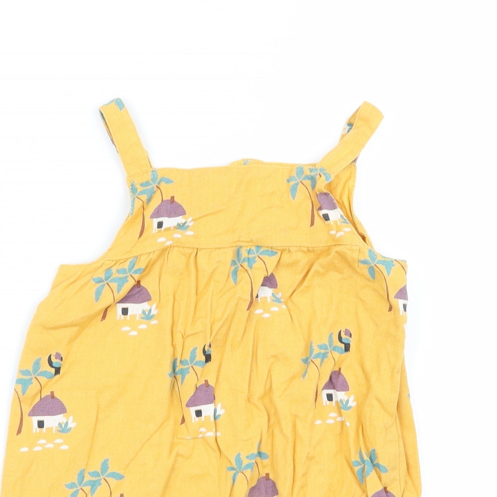 M&S Girls Yellow   Dungaree One-Piece Size 12-18 Months
