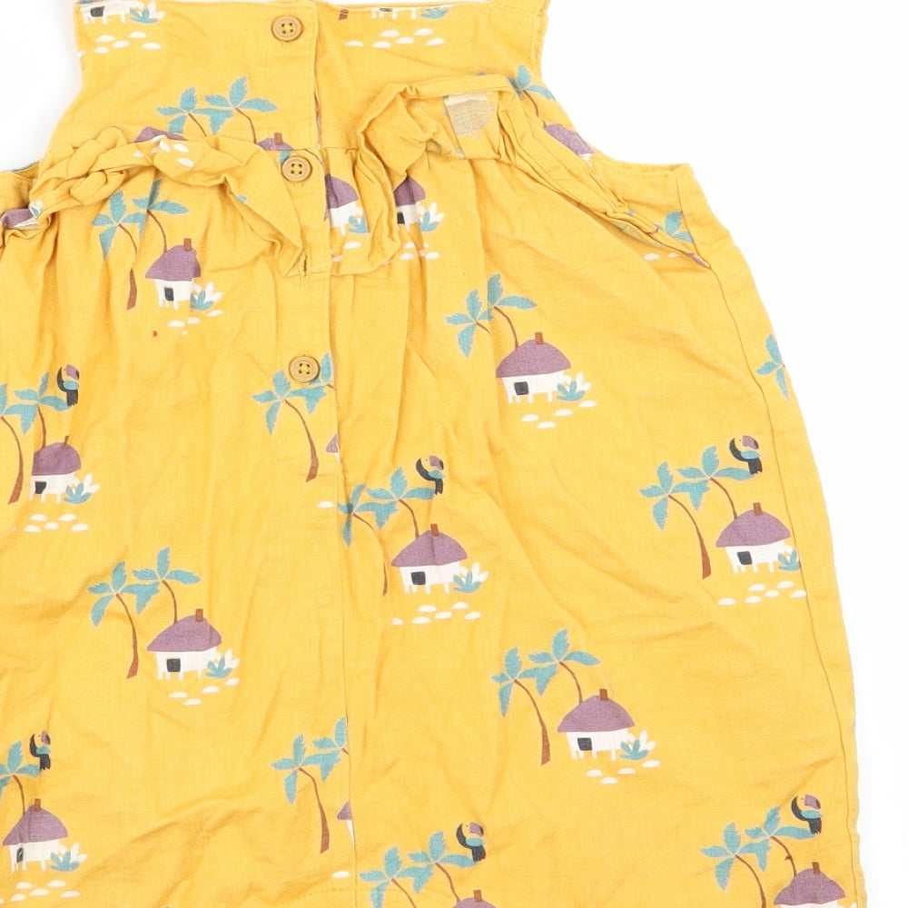 M&S Girls Yellow   Dungaree One-Piece Size 12-18 Months