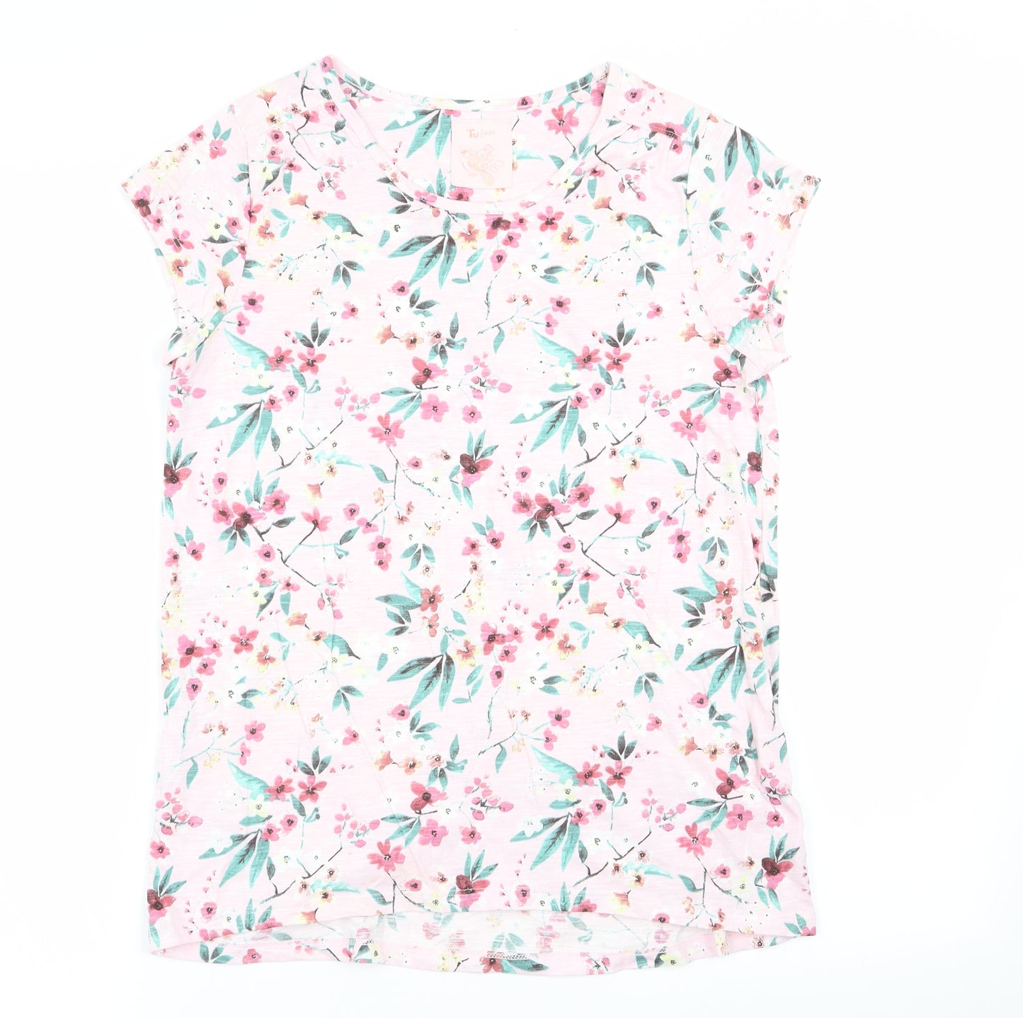 TU Girls Pink Floral  Basic T-Shirt Size 14 Years