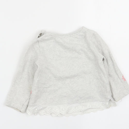F&F Girls Grey Floral  Pullover Jumper Size 9-12 Months
