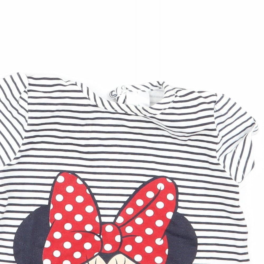 diney Girls Multicoloured Striped  Basic T-Shirt Size 6-9 Months