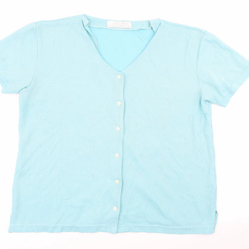 Papillon Womens Blue   Basic Button-Up Size M