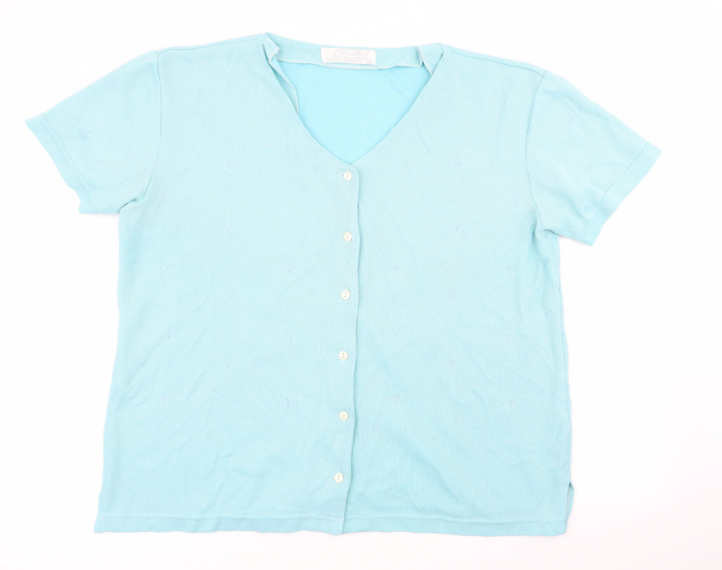 Papillon Womens Blue   Basic Button-Up Size M