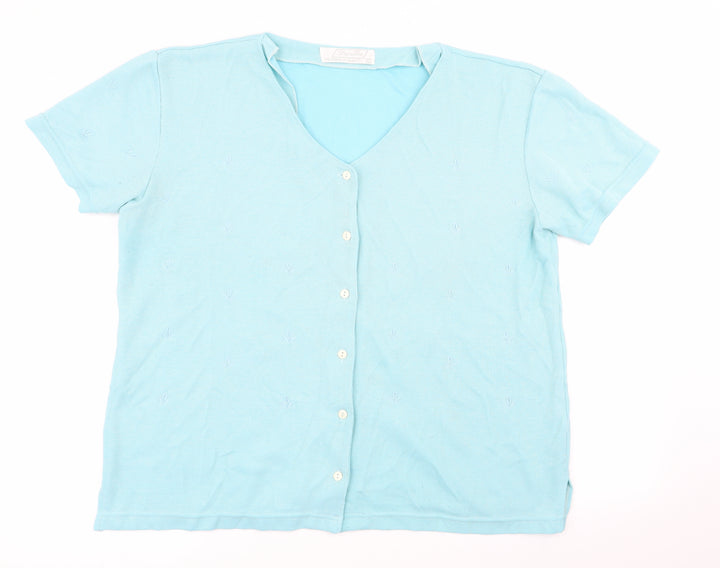 Papillon Womens Blue Basic Button-Up Size M