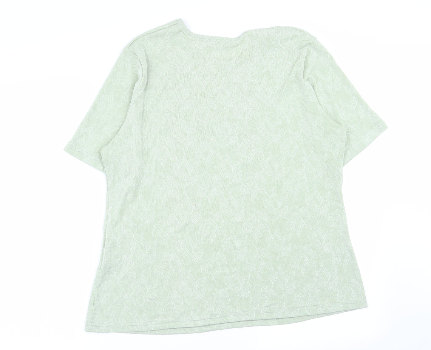 your sense Womens Green Floral  Basic T-Shirt Size 16