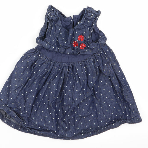baby club Girls Blue Polka Dot  Fit & Flare  Size 9-12 Months