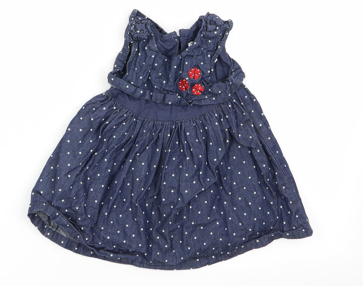 baby club Girls Blue Polka Dot  Fit & Flare  Size 9-12 Months