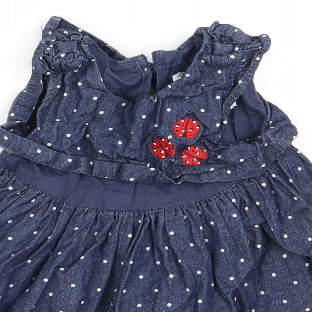baby club Girls Blue Polka Dot  Fit & Flare  Size 9-12 Months