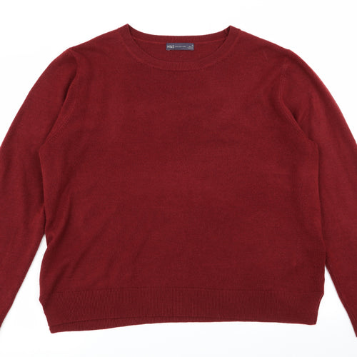 M&s Womens Red   Pullover Jumper Size 20