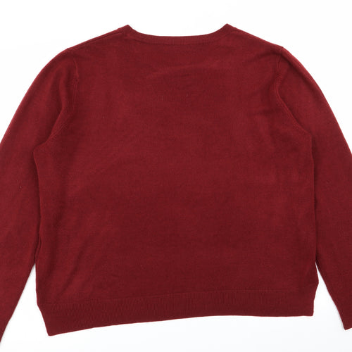 M&s Womens Red   Pullover Jumper Size 20