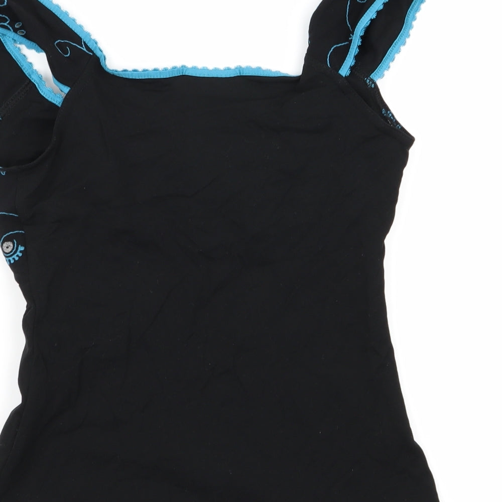 VIP Womens Black Geometric  Basic Tank Size 12