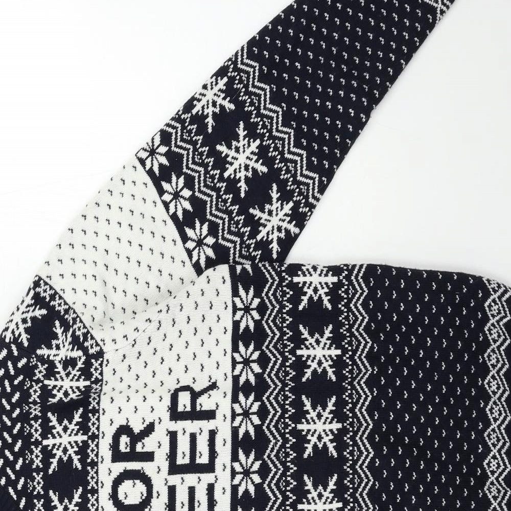 Avenue Mens Black Geometric Knit Pullover Jumper Size M