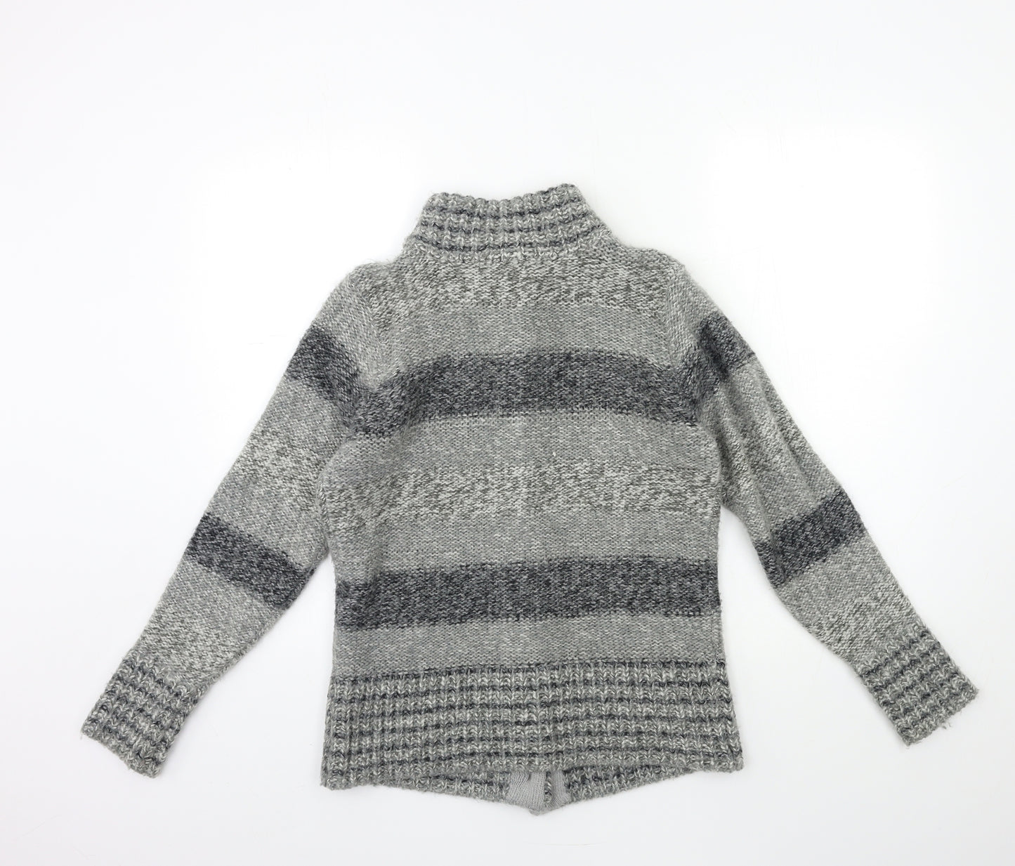 Debenhams Womens Grey Striped Knit Cardigan Jumper Size 12