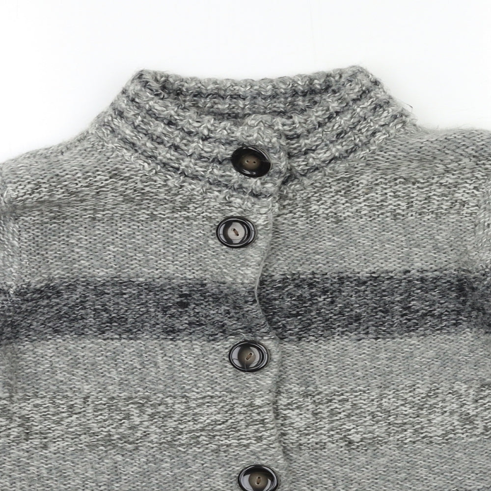Debenhams Womens Grey Striped Knit Cardigan Jumper Size 12