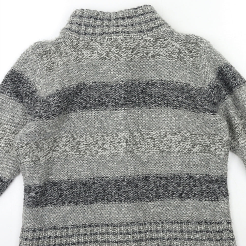 Debenhams Womens Grey Striped Knit Cardigan Jumper Size 12