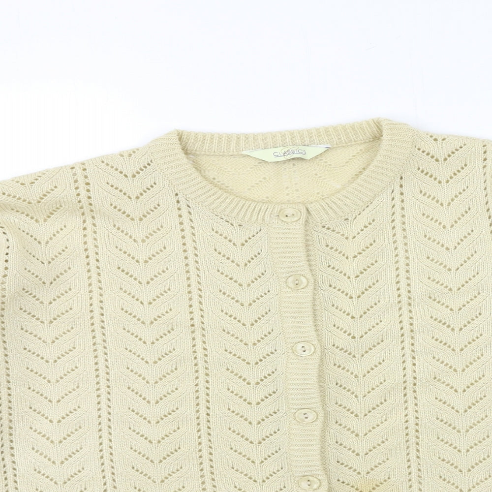 Classics Womens Beige  Knit Cardigan Jumper Size 16