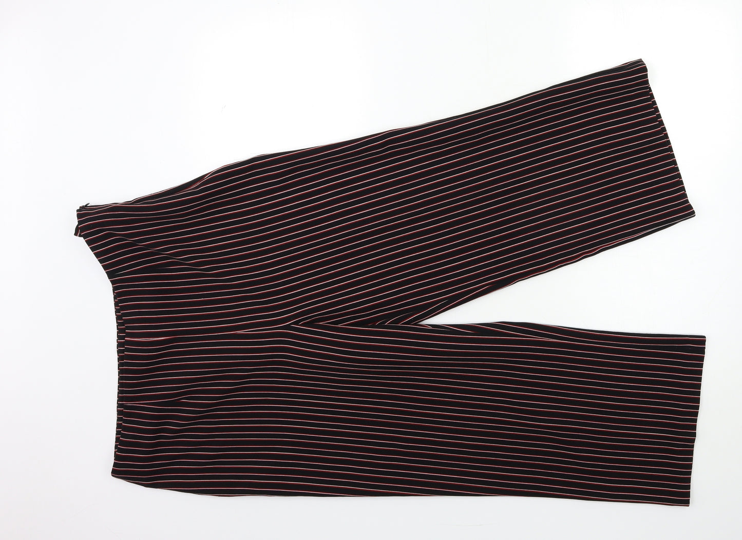 F&F Womens Black Striped  Cropped Trousers Size 14 L25 in
