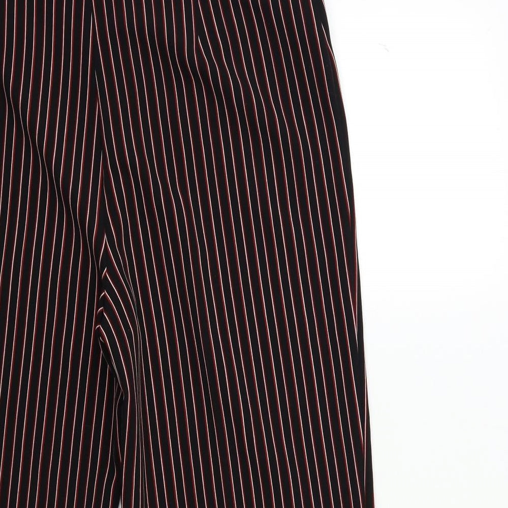 F&F Womens Black Striped  Cropped Trousers Size 14 L25 in