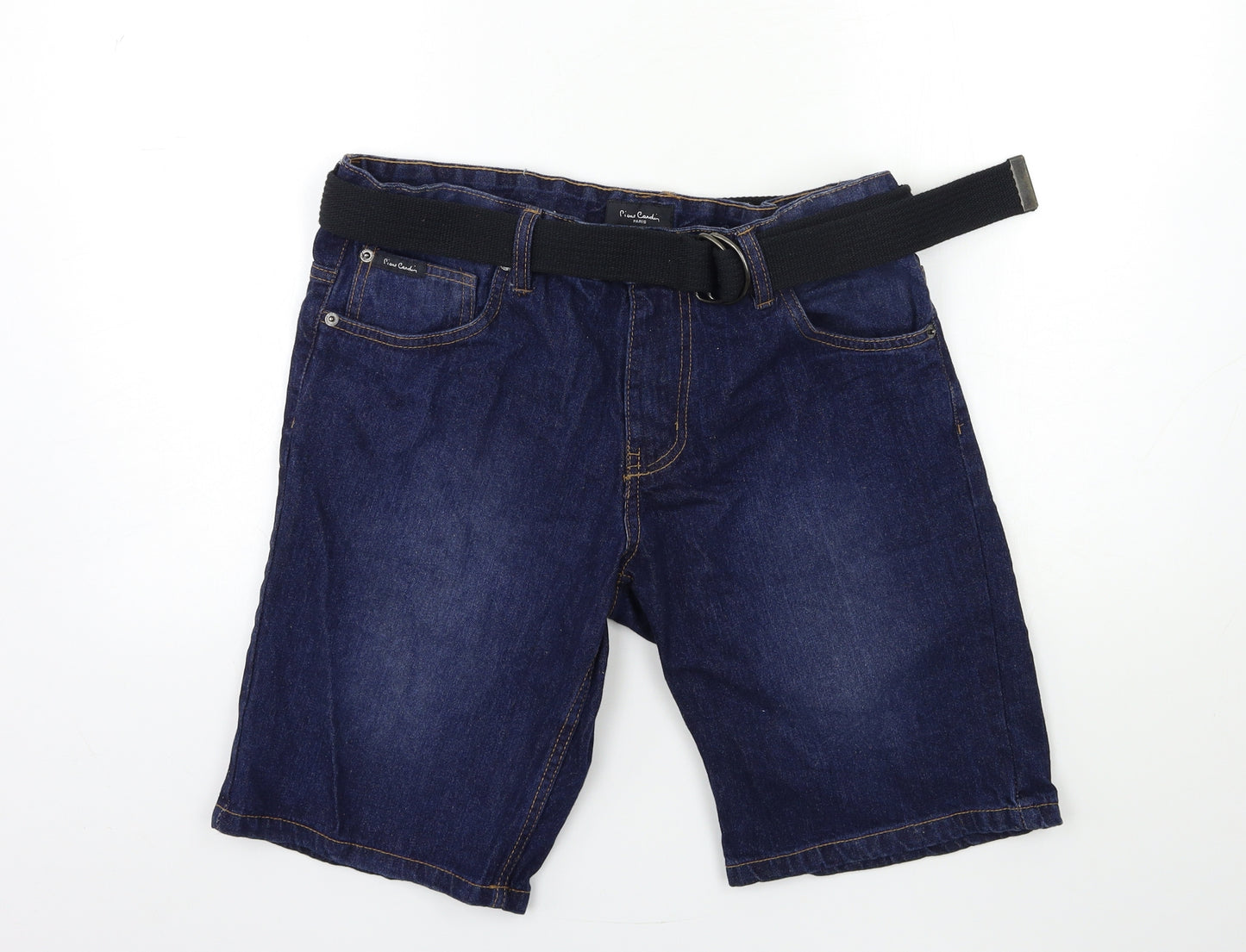 Pierre Cardin Mens Blue  Denim Biker Shorts Size 32 in
