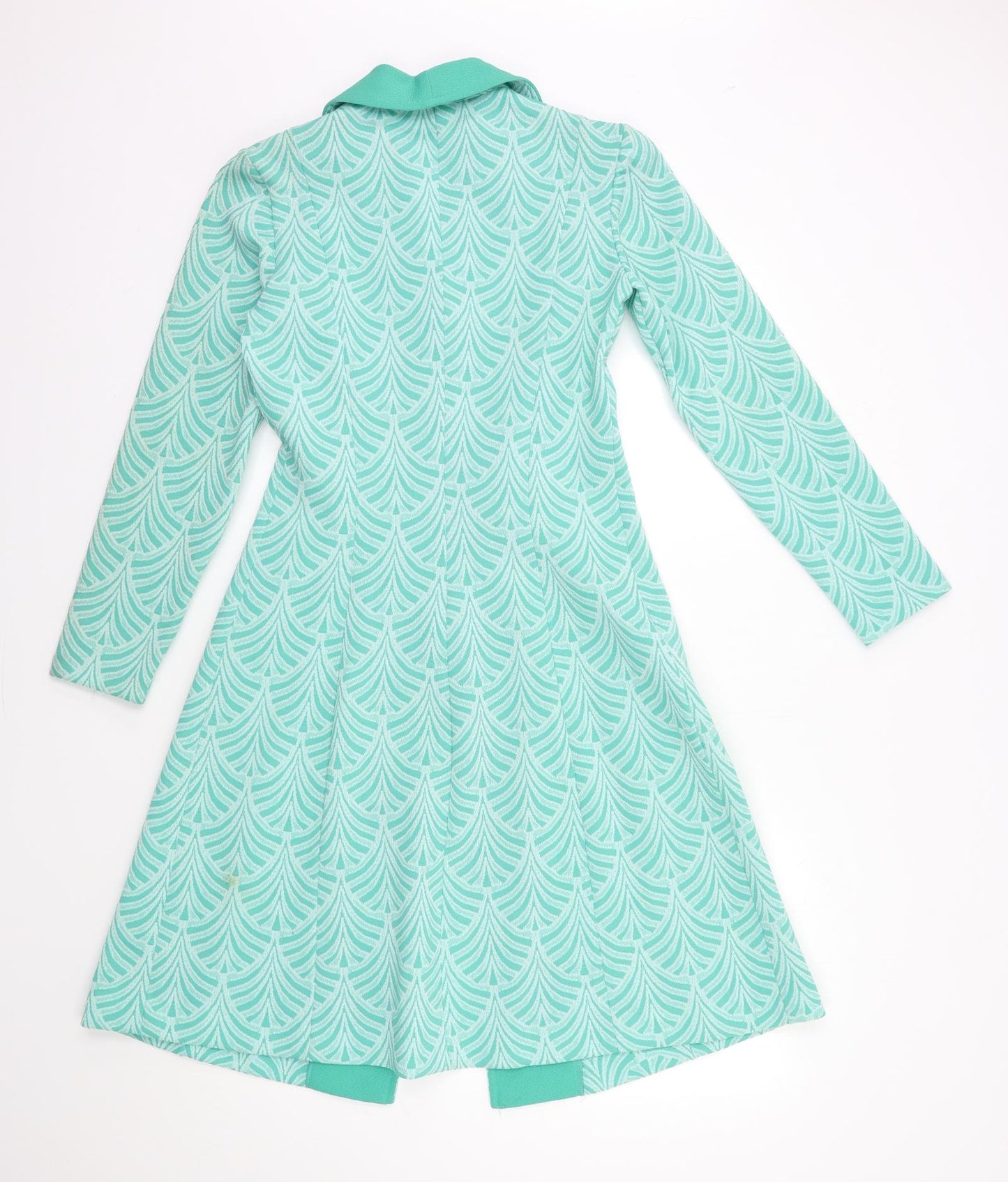 Devonshire Lady Womens Green Floral Rayon Overcoat Coat Size 12