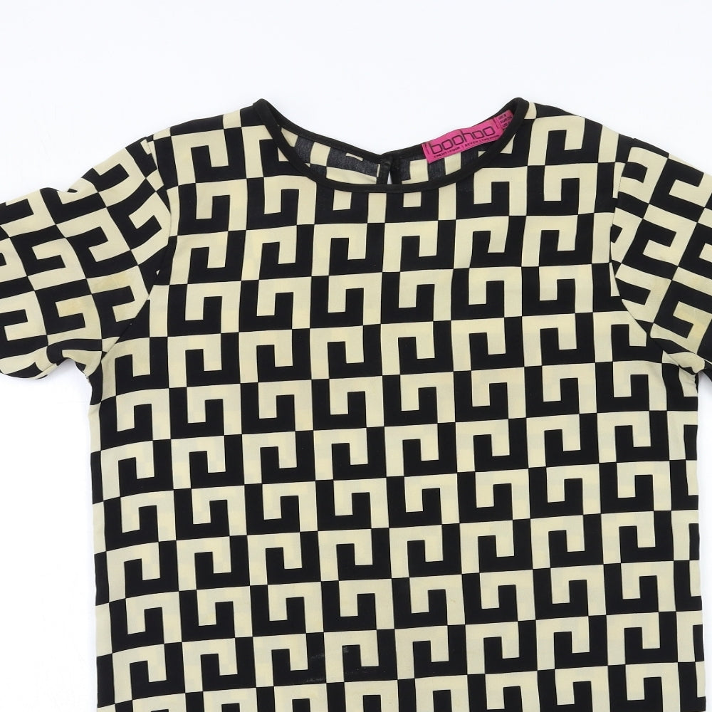 Boohoo Womens Black Geometric  Shift  Size 8